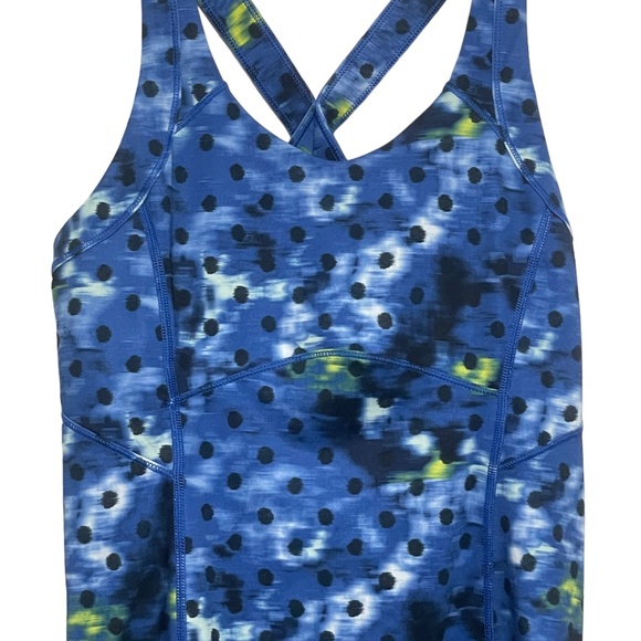Lululemon 4 Blue‎ Print Criss Cross Back Built in Bra Tank Athletic - Picture 6 of 7